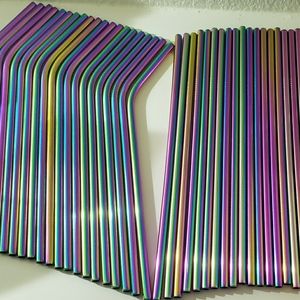 40 piece rainbow colored stainless steel straws